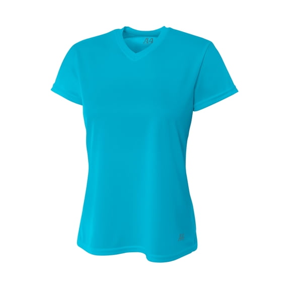 Ladies' Birds-Eye Mesh V-Neck T-Shirt - ELECTRIC BLUE - XS