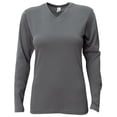 thumbnail image 1 of A4 - Ladies' Long-Sleeve Softek V-Neck T-Shirt - NW3029 - GRAPHITE - S, 1 of 1