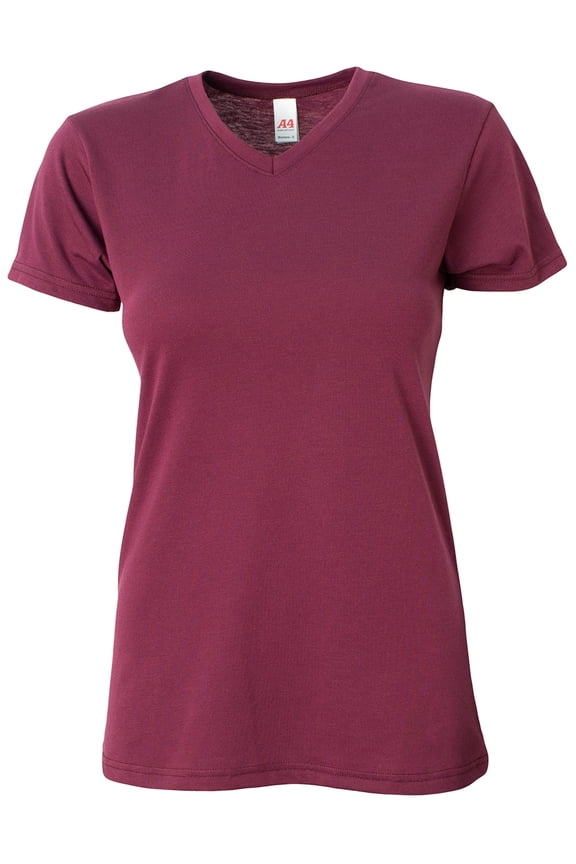 - Ladies' Softek V-Neck T-Shirt - NW3013 - MAROON - XL