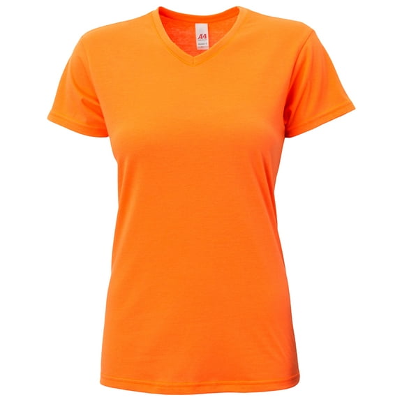 A4 - Ladies' Softek V-Neck T-Shirt - NW3013 - SAFETY ORANGE - L
