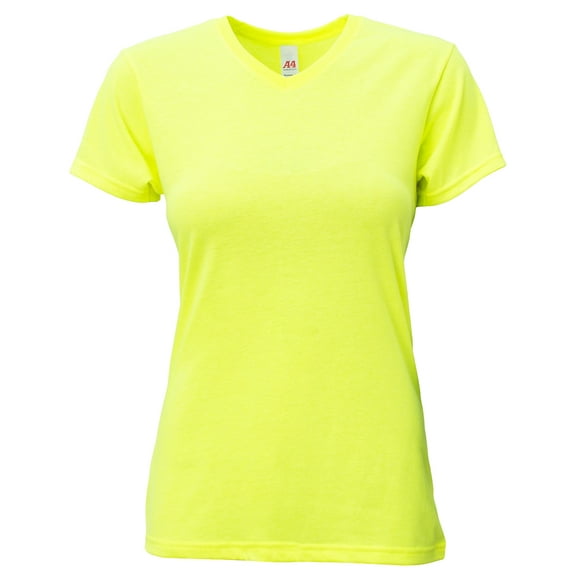 A4 - Ladies' Softek V-Neck T-Shirt - NW3013 - SAFETY YELLOW - L