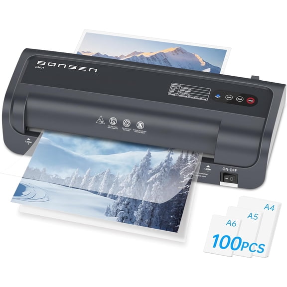 A4 Laminator Machine, 9.33-Inch Thermal Laminator with Never Jam Technology, 100 Laminating Sheets, Laminates Photos Cards Documents, 4-in-1 Personal Laminators for Teachers Home Office School
