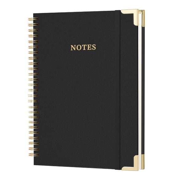 A4 Large Spiral Notebook Journal,(8.5×11'') 100 Pages Linen Hardcover College Ruled Journaling For Work & Note Taking Thick Spiral Journal For Writing Daily Journal For Women & Men- Black