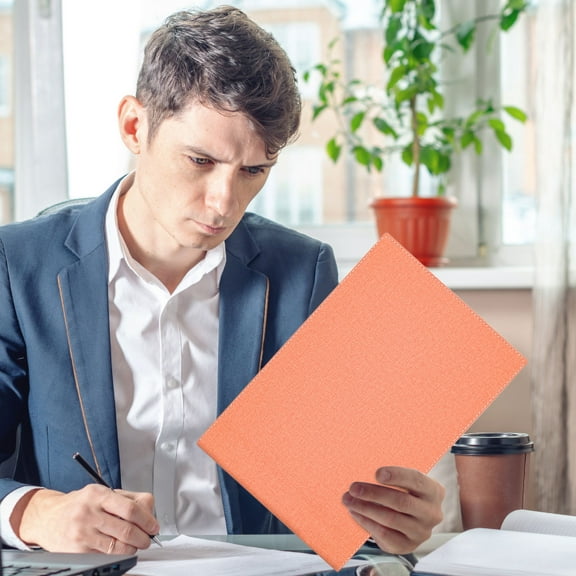 A4 Leather Binder with 6-hole Clip, Soft Double Leather Material & Removable Horizontal Clip Housing, Non-damaging Stainless Steel Construction for Office Organization & Document Storage