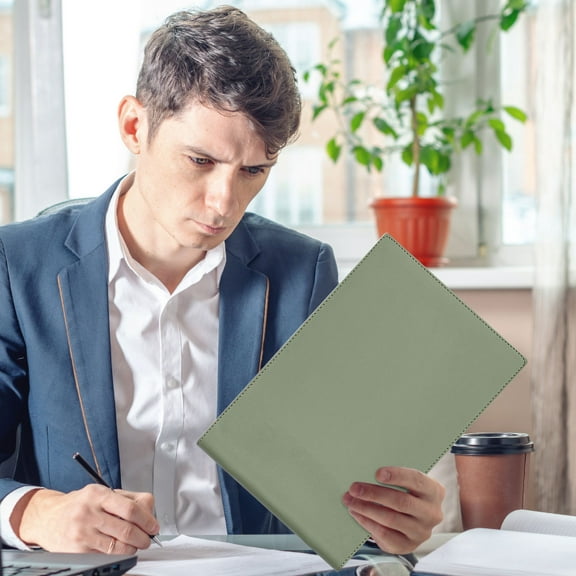 A4 Leather Binder with 6-hole Clip, Soft Double Leather Material & Removable Horizontal Clip Housing, Non-damaging Stainless Steel Construction for Office Organization & Document Storage