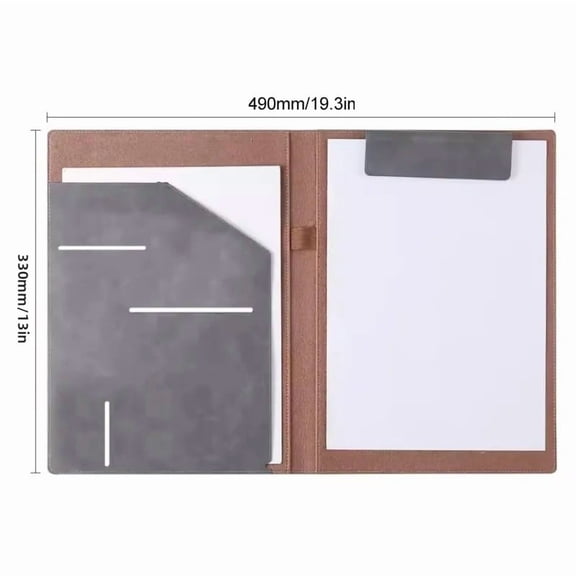 A4 Leather Business Folder for Signing Contracts and Storing Data, File Folder with Clip for Office