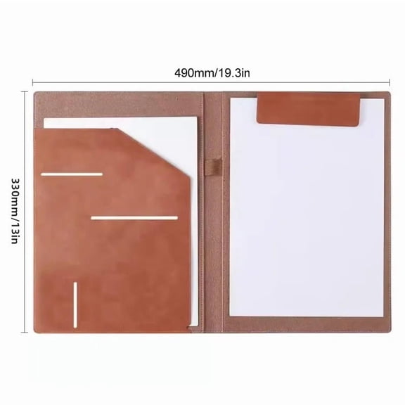 A4 Leather Business Folder for Signing Contracts and Storing Data, File Folder with Clip for Office