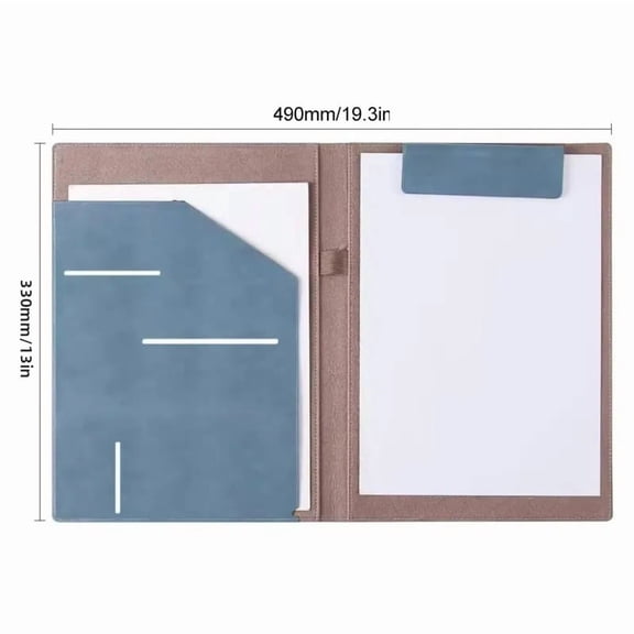 A4 Leather Business Folder for Signing Contracts and Storing Data, File Folder with Clip for Office