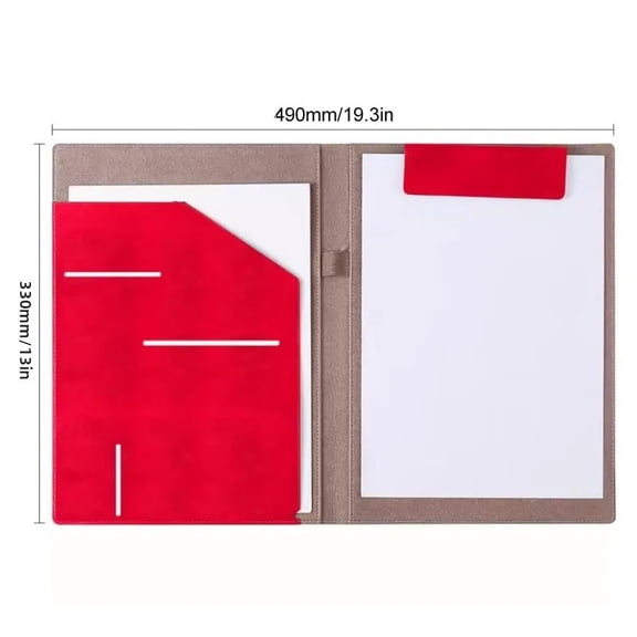 A4 Leather Business Folder for Signing Contracts and Storing Data, File Folder with Clip for Office
