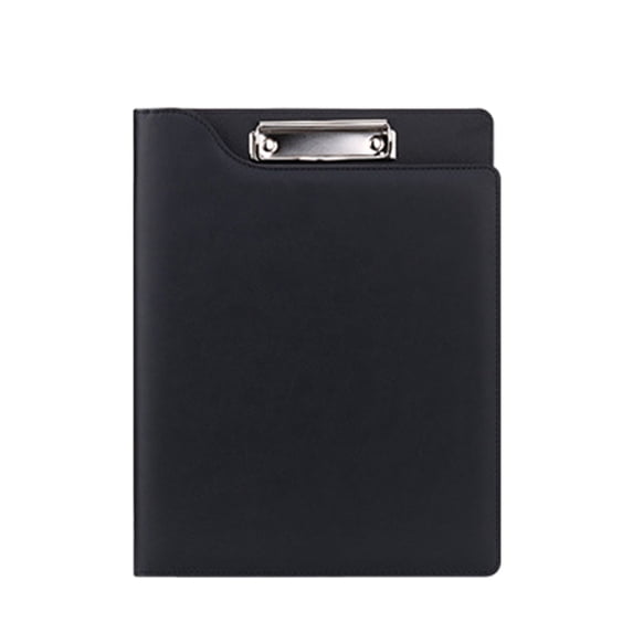 A4 Leather Clipboard Folder,Multi-Pocket Cover Metal Clip Smooth Writing Pad Waterproof PU Document Organizer For Office Teacher Nurse Meeting Records,9.84"×12.4",1PC,Black-2