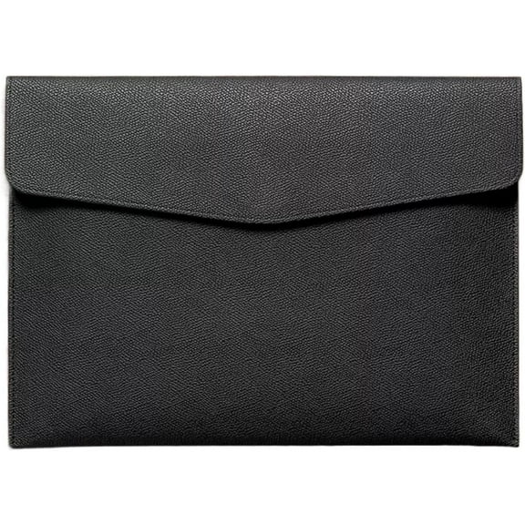 A4 Leather Document Folder, Waterproof Business File Organizer with Snap Closure, Portable Portfolio Case for Office and Tablet