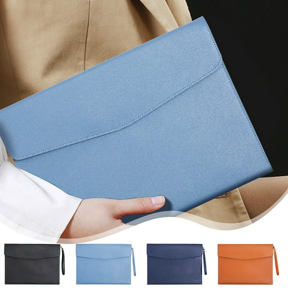 A4 Leather Document Folder Waterproof Organizer Case | Envelope Pouch with Removable Hand Strap | 13x9.4 Inch Storage Bag for Papers, Tablets, Office, Home | Multiple Colors