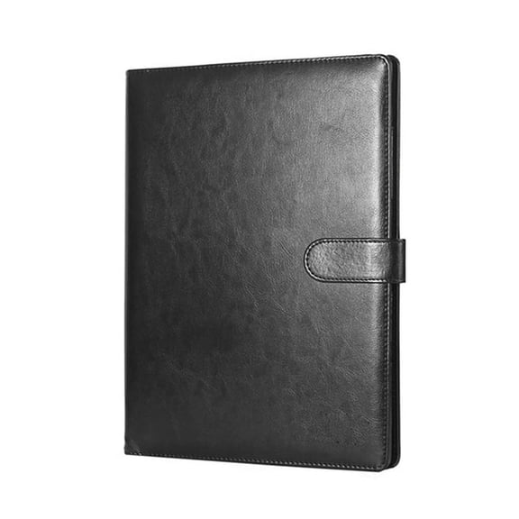 A4 Leather Folder Multifunctional Business Contract Folder with Notes Business Stationery Folder Black