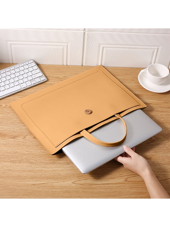 A4 Leather Padfolio Zippered Waterproof PU Leather 13.2x9.6 Inch Business Document Organizer with Removable Hand Strap File Folder