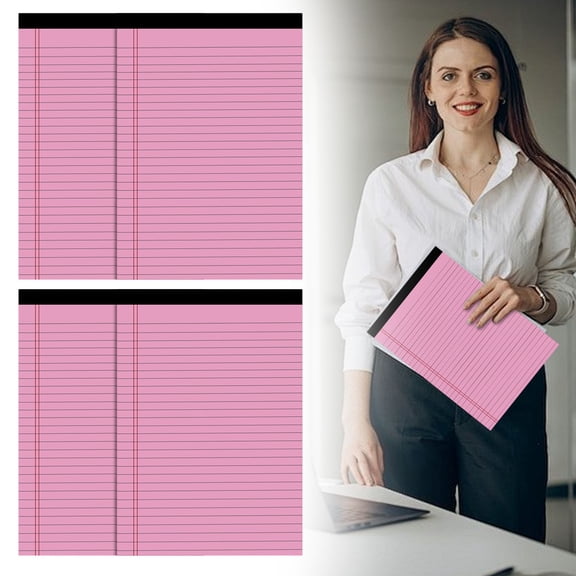 A4 Legal Pads Note Pads, 4 Pc 8.11 x 11.6 Inch Wide Ruled Legal Notepads, Easy Tear-Off Ruled Writing Note Pad, 50 Sheets Each, Smooth Paper Memo Pads for Note-Taking, Work and Daily Use, Pink