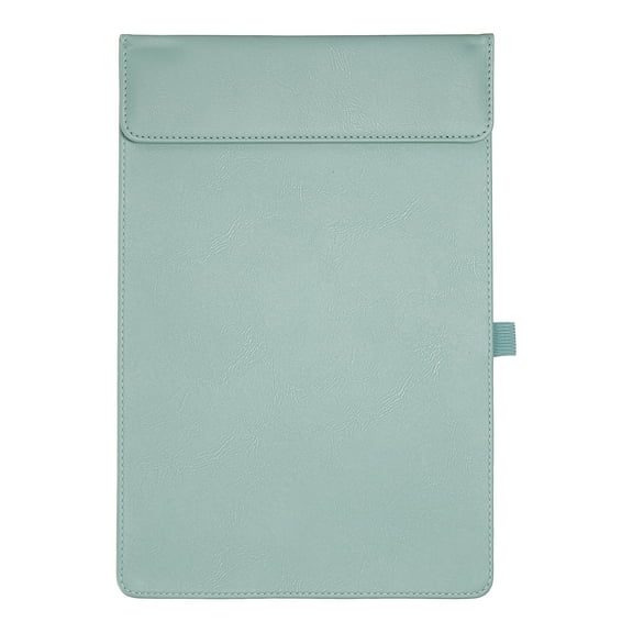A4 Letter Size PU Leather Clipboard, 9.5"x13.5" Business Magnetic Padfolio with Pen Holder Organizer Office Folder Writing Board Style 2, Cyan