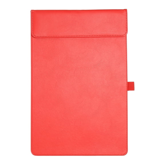 A4 Letter Size PU Leather Clipboard, 9.5"x13.5" Business Magnetic Padfolio with Pen Holder Organizer Office Folder Writing Board Style 2, Red