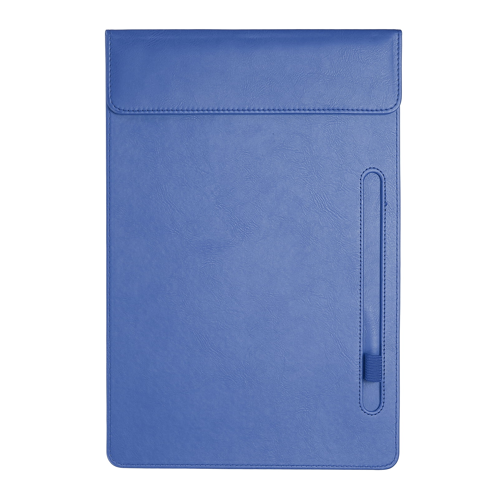 A4 Letter Size PU Leather Clipboard, 9.5"x13.5" Business Magnetic Padfolio with Pen Holder Organizer Office Folder Writing Board Style 3, Blue