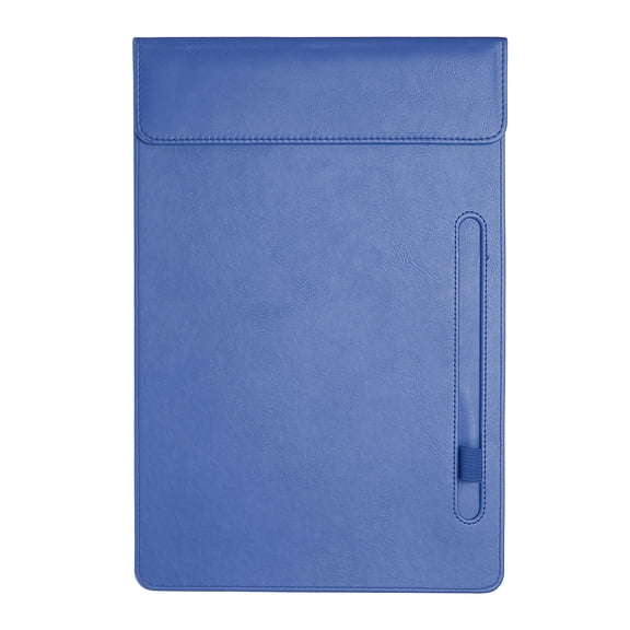 A4 Letter Size PU Leather Clipboard, 9.5"x13.5" Business Magnetic Padfolio with Pen Holder Organizer Office Folder Writing Board Style 3, Blue