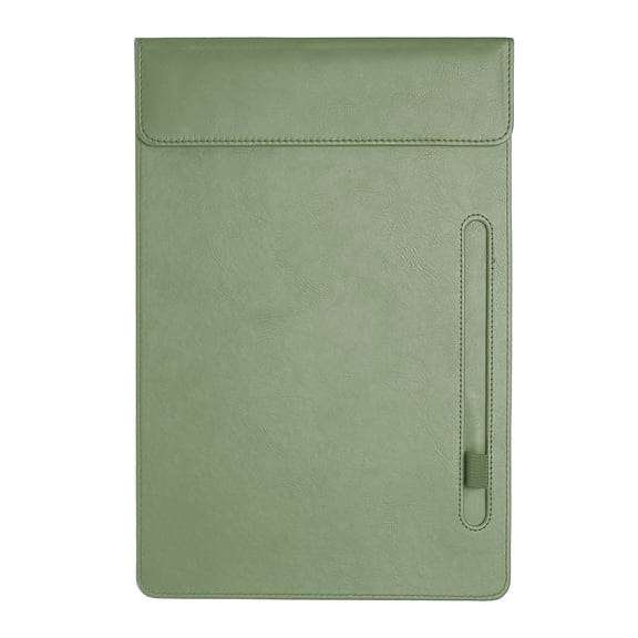 A4 Letter Size PU Leather Clipboard, 9.5"x13.5" Business Magnetic Padfolio with Pen Holder Organizer Office Folder Writing Board Style 3, Green