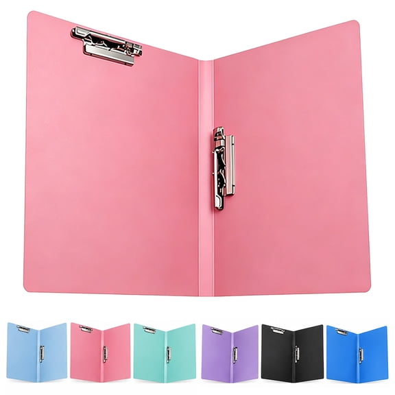 A4 Letter Size Punchless File Folder with Double Strong Metal Clips, No Ring Clamp Binder, Heavy Duty Report Cover Document Organizer for Office Project Paper Storage