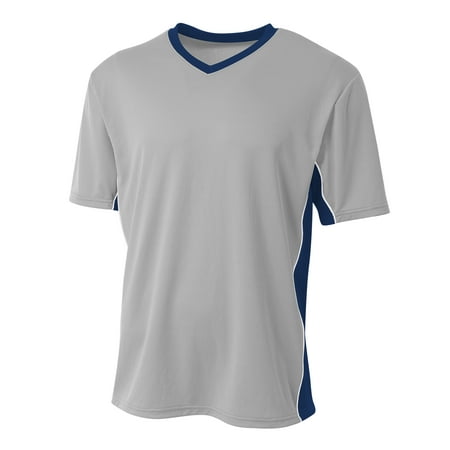 A4 Liga Soccer Jersey For Men in Silver/Navy | N3018