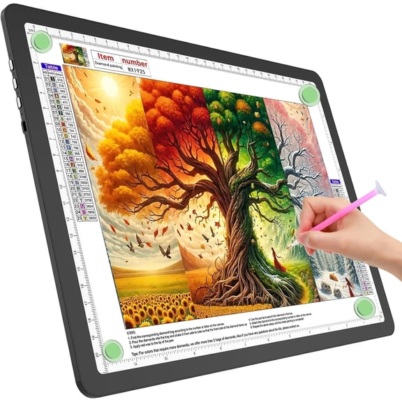A4 Light Board for Diamond Painting, Super Bright Magnetic Light Pad with Side Buttons, Lightbox for Tracing and Drawing, Corded Light Table for Sketching, Animation, Weeding Vinyl (Black)