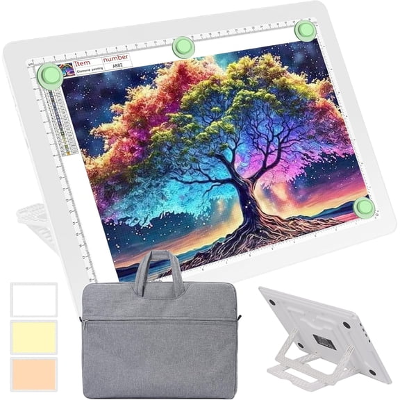 A4 Light Pad with Built-in Stand & Bag,  Tracing Light Box for Drawing,  Art Light Board with Side Button,  Bright Light Table for  Painting, Sketching