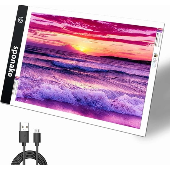 A4 Light Pad for Diamond Painting - SQHQ Light Board Tracing with 3 Level Brightness Apply to Full Drill & Partial Drill 5D Diamonds Art - Craft, Sketching, Animation,Weeding Vinyl