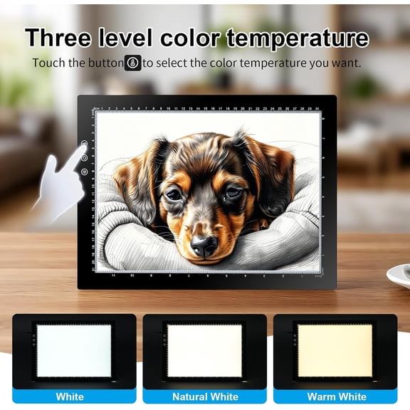 A4 Light Pad, Ultra-Thin Tracing Light Board with 3 Color Modes and 8 Levels of Brightness Adjustable Light up Box for Drawing, Diamond Art, Sketching, Tracing and Animation