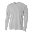 thumbnail image 1 of A4 Long Sleeve Birds-Eye Mesh Crew For Men in Silver N3253, 1 of 3