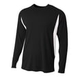 thumbnail image 1 of A4 Long Sleeve Color Block Tee For Men in Black/White | N3183, 1 of 1