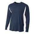 thumbnail image 1 of A4 Long Sleeve Color Block Tee For Men in Navy/White | N3183, 1 of 1