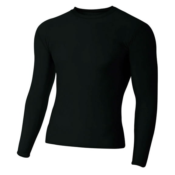 A4 Long Sleeve Compression Crew For Men in Black N3133