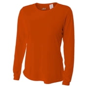 A4 Long Sleeve Cooling Performance Crew For WOMEN in Athletic Orange | NW3002