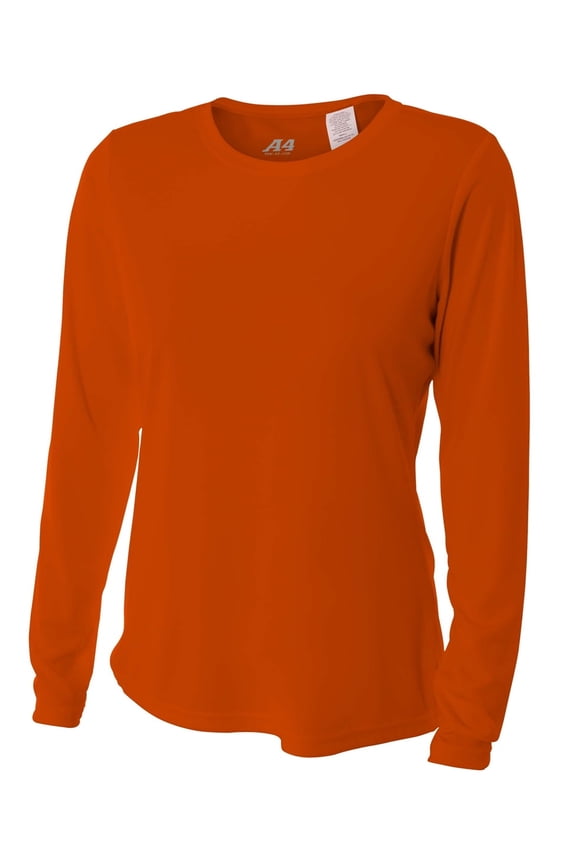 Long Sleeve Cooling Performance Crew For Women in Athletic Orange | NW3002