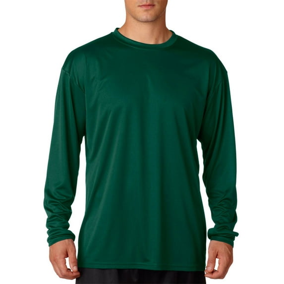 A4 N3165 Long Sleeve Cooling Performance Crew Shirt, FOREST GREEN, M, Pack Of 12, Mens T-Shirts