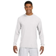 A4 N3165 Long Sleeve Cooling Performance Crew Shirt, White, XL, Pack Of 5, Mens T-Shirts
