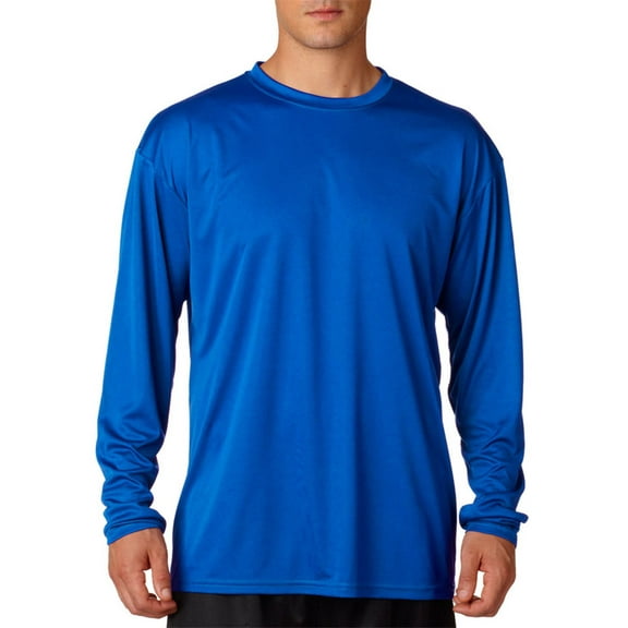 A4 N3165 Long Sleeve Cooling Performance Crew Shirt, ROYAL, L, Pack Of 6, Mens T-Shirts