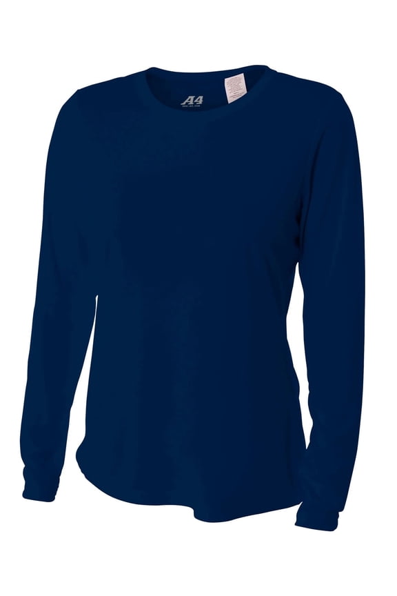 Women's Long Sleeve Cooling Performance Fastpitch Softball Crew T-Shirt Navy S