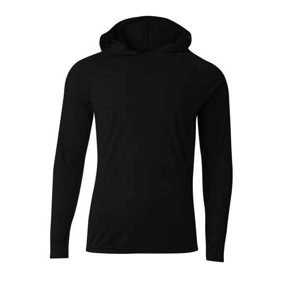 A4 Long Sleeve Hooded Tee For Men in Black Large N3409