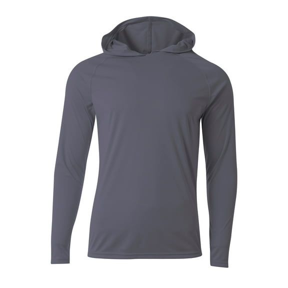 A4 Long Sleeve Hooded Tee For Men in Graphite N3409