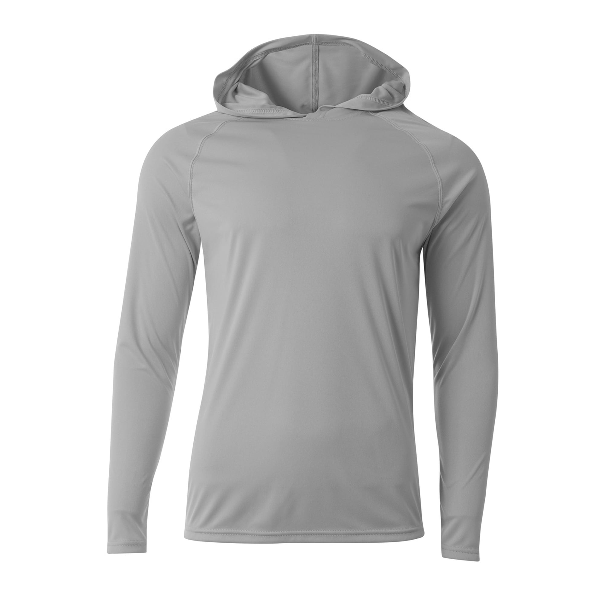 A4 Long Sleeve Hooded Tee For Men in Silver N3409 - Walmart.com