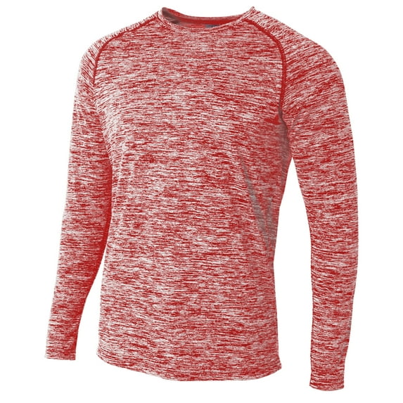 A4 Long Sleeve Raglan Space Dye For Men in Scarlet | N3305