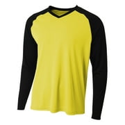 A4 Long Sleeve Strike Raglan Tee For Men in Gold/Black | N3374