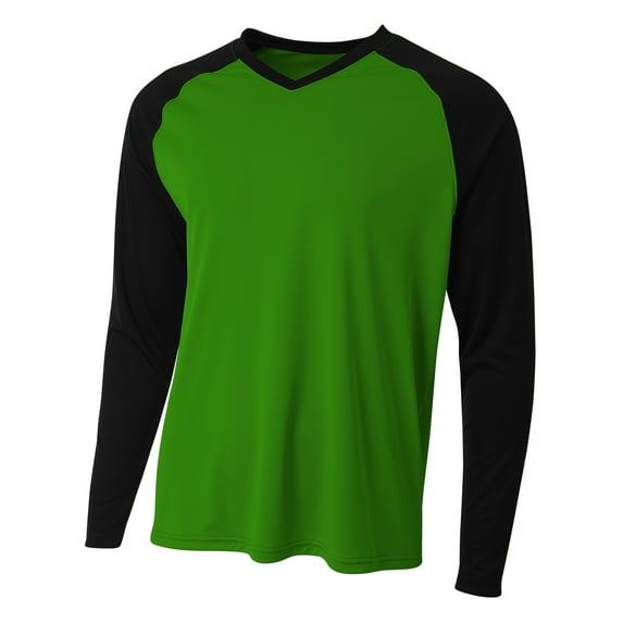 A4 Long Sleeve Strike Raglan Tee For Men in Kelly Black | N3374