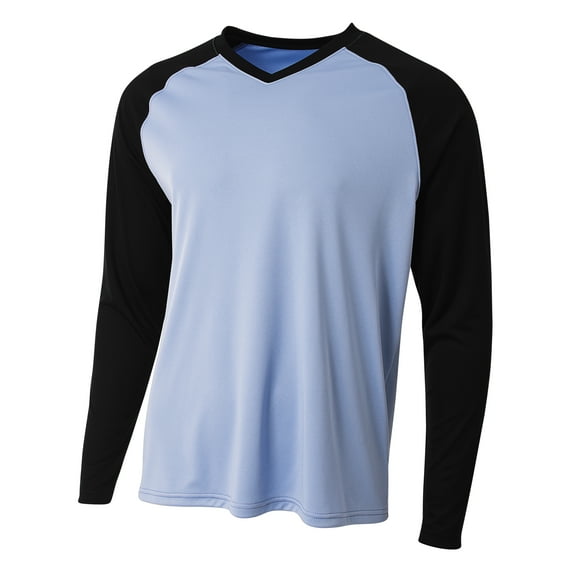 A4 Long Sleeve Strike Raglan Tee For Men in Lt. Blue/Blk | N3374