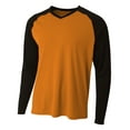 thumbnail image 1 of A4 Long Sleeve Strike Raglan Tee For Men in Orange/Black | N3374, 1 of 3