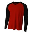 thumbnail image 1 of A4 Long Sleeve Strike Raglan Tee For Men in Scarlet/Black | N3374, 1 of 3