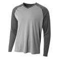 thumbnail image 1 of A4 Long Sleeve Strike Raglan Tee For Men in Silver/Graphite | N3374, 1 of 3